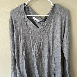 All in Favor Gray V-Neck Sweater